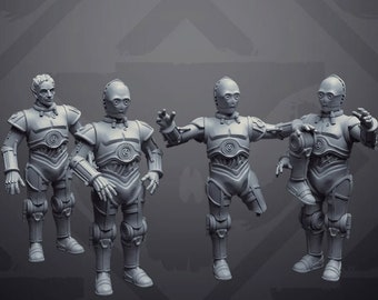 Golden Translator Droid - Single Miniature - SW Legion Compatible (38-40mm tall) Resin 3D Print - Skullforge Studios