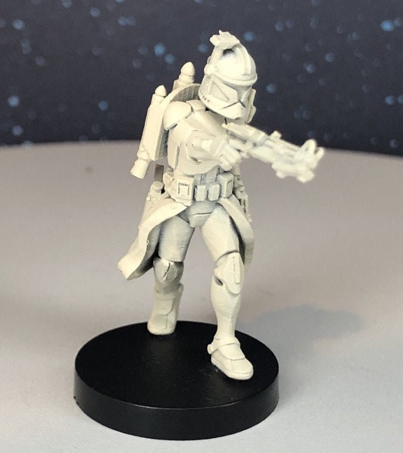Wolfpack Clone Commander Miniature SW Legion Compatible 38-40mm tall Multi-Piece Resin 3D Print Dark Fire Designs image 3