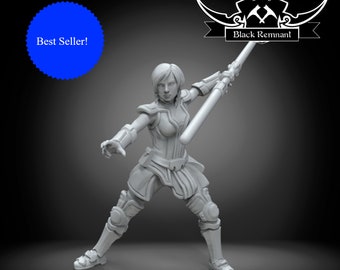 Ancient Mystical Leader Warrior Shan - SW Legion Compatible Miniature (38-40mm tall) High Quality 8k Resin 3D Print - Black Remnant