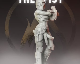 The Fist,  Female Mando Night Owl Brawler - SW Legion Compatible Miniature (38-40mm tall) High Quality 8k Resin 3D Print - Dark Fire Designs