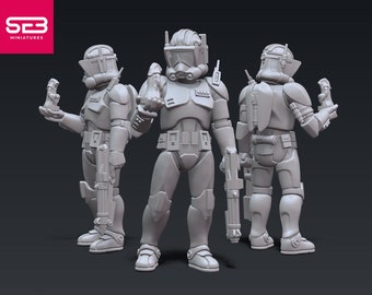 Bad News Clone Leader Miniature - SW Legion Compatible (38-40mm tall) Multi-Piece Resin 3D Print - Anvilrage Studios