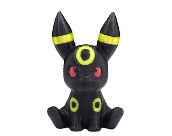 Dark Fox - Plastic Poke Figurine -  2 Inch Tall 3D Printed Color Plastic Print