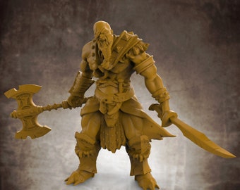 Human Barbarian 1 - Single Roleplaying Miniature for D&D or Pathfinder - 32mm Scale Resin 3D Print - Lion Tower Miniatures