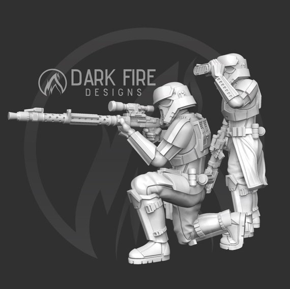 Authority Tropical Sniper Team - single mini or bundle - SW Legion  Compatible (38-40mm tall) Multi-Piece Resin 3D Print - Dark Fire Designs