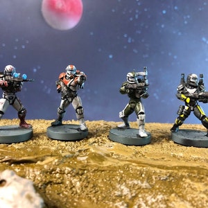 Delta Squad Clone Commando Squad - 4 Mini Bundle - SW Legion Compatible (38-40mm tall) Multi-Piece Resin 3D Print - Dark Fire Designs