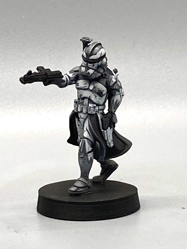 Wolfpack Clone Commander Miniature SW Legion Compatible 38-40mm tall Multi-Piece Resin 3D Print Dark Fire Designs image 1