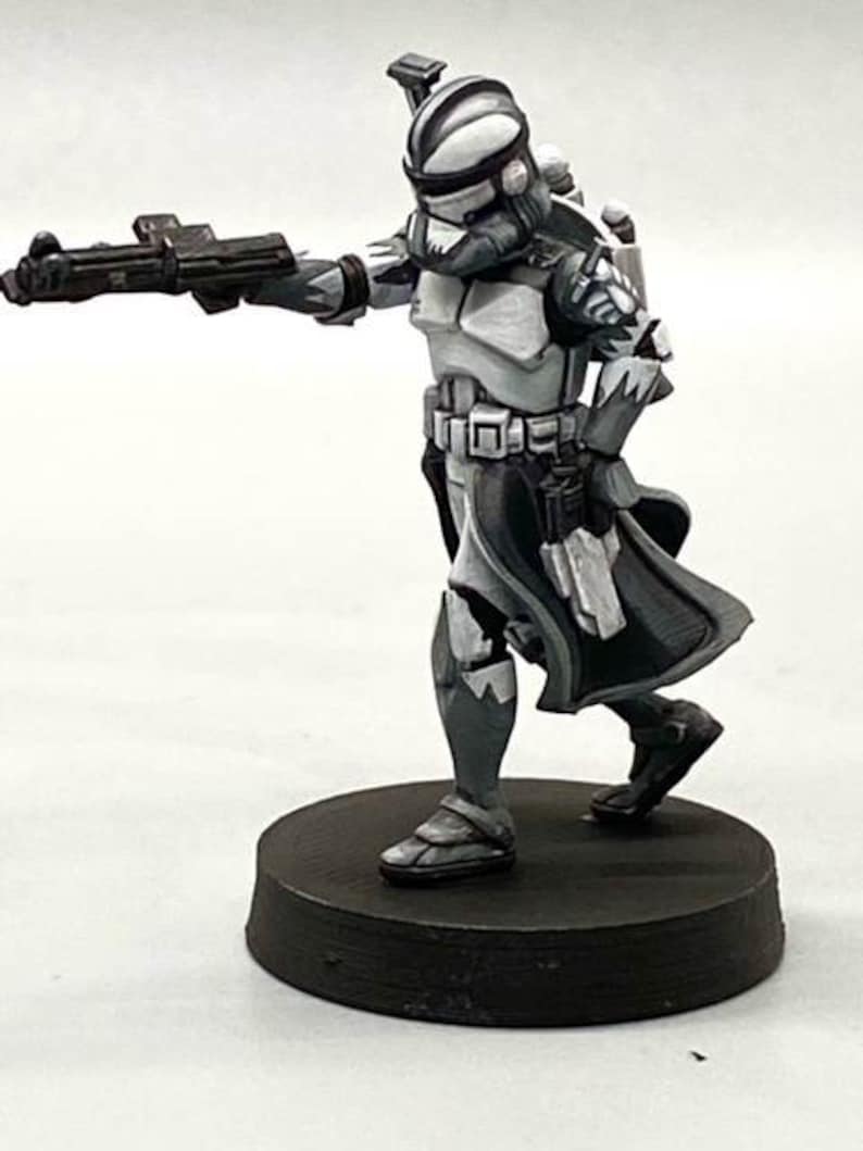 Wolfpack Clone Commander Miniature SW Legion Compatible 38-40mm tall Multi-Piece Resin 3D Print Dark Fire Designs image 2