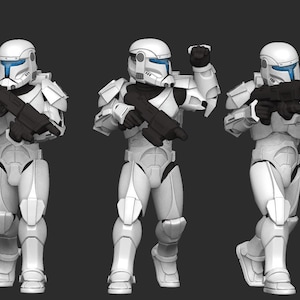 Clone Commando Squad - 5 Mini Bundle - SW Legion Compatible (38-40mm tall) Multi-Piece Resin 3D Print - Dark Fire Designs