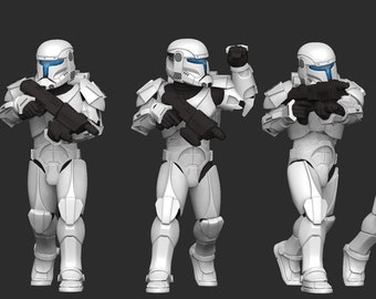 Clone Commando Squad - 5 Mini Bundle - SW Legion Compatible (38-40mm tall) Multi-Piece Resin 3D Print - Dark Fire Designs