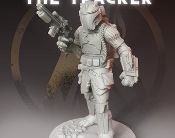 The Tracker, Lizard Mando Bounty Hunter - SW Legion Compatible Miniature (38-40mm tall) High Quality 8k Resin 3D Print - Dark Fire Designs