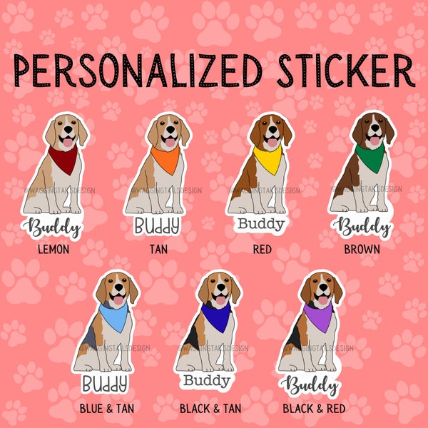 Personalized Beagle Sticker // Custom // Gift for Dog Lover