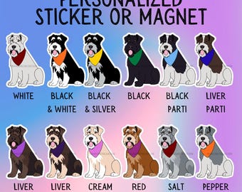 Personalized Giant Schnauzer Dog Sticker Sticker or Magnet – 12 Color Options!