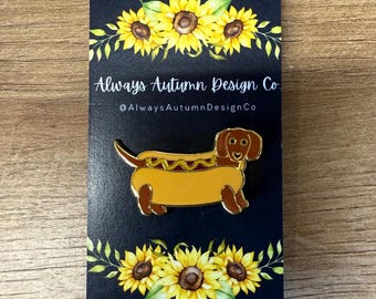 Red Hot Dog Dachshund Enamel Pin - Dog Lapel Pin - Dog Pin Badge - Dachshund Lover Gift