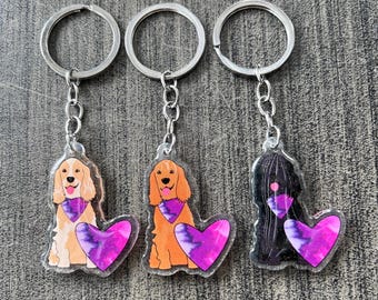 Cocker Spaniel Keychain // Buff, Red, Black!