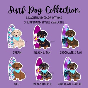 Dachshund Surf Dog Sticker // Summer Beach Sticker // Sold Seperately