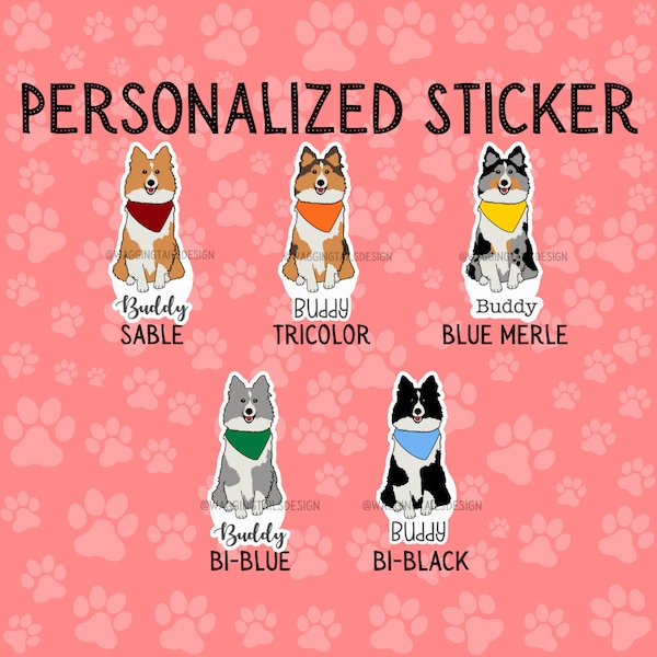 Personalized Sheltie Sticker // Custom // Gift for Dog Lover