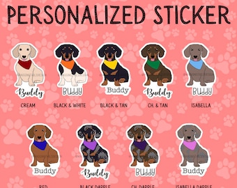 Personalized Dachshund Sticker // Custom // Gift for Dog Lover