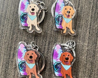 Golden Retriever Surf Keychain // Cream, Blonde, or Red