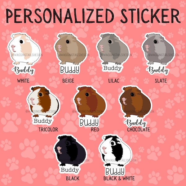 Personalized Guinea Pig Sticker // Custom // Gift for Dog Lover