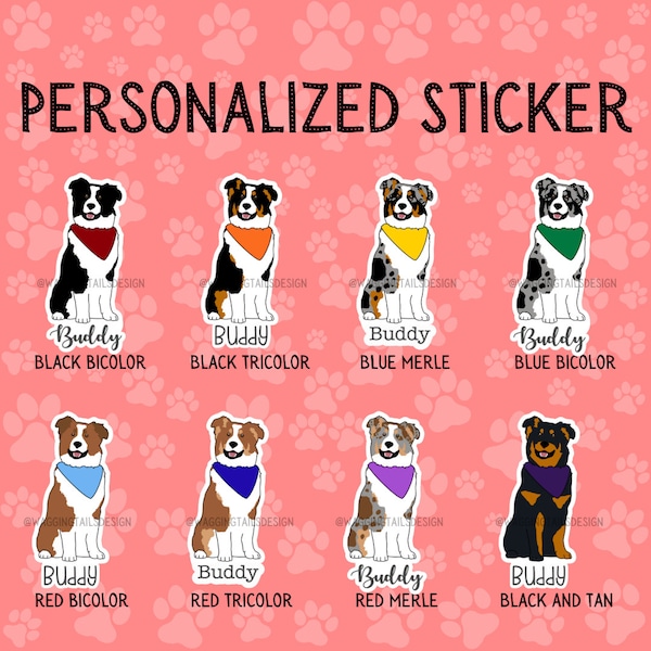 Personalized Australian Shepherd Sticker // Custom // Gift for Dog Lover