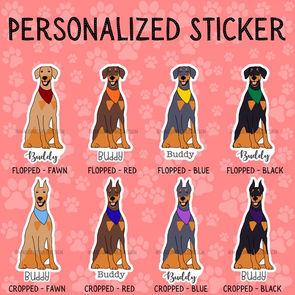 Personalized Doberman Pinscher Sticker // Custom // Gift for Dog Lover