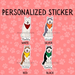 Personalized Husky Dog Sticker // Custom // Gift for Dog Lover