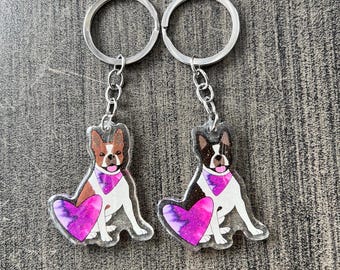 Boston Terrier Keychain // Seal and White & Black and White