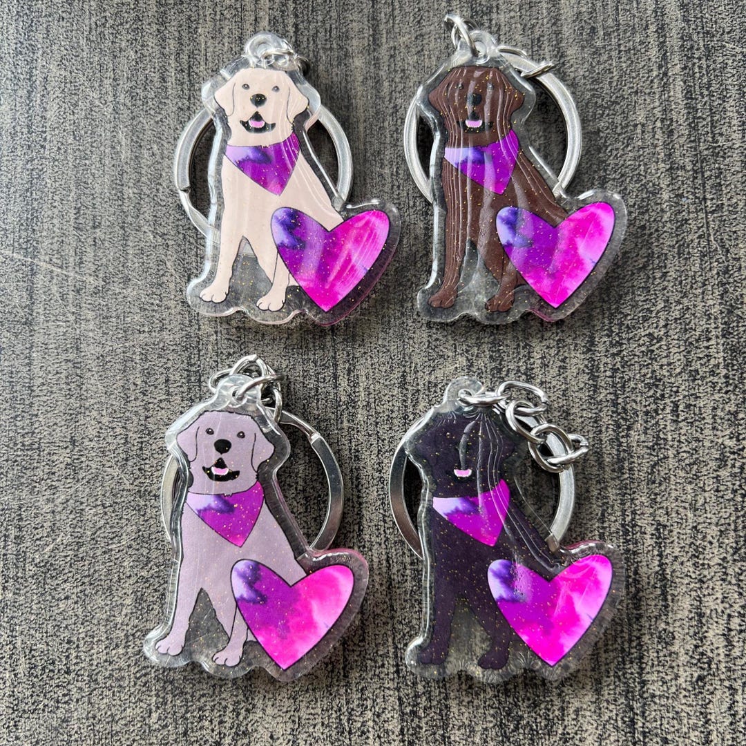 Labrador Retriever Keychain // Black, Yellow, Chocolate & Silver - Etsy