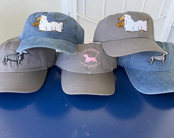 Dog Embroidered Adjustable Hats - Corgi, Dachshund, Retriever, GSD, Ghost Dog, Spooky Season