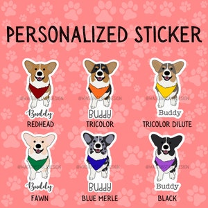 Personalized Corgi Sticker // Custom // Gift for Dog Lover