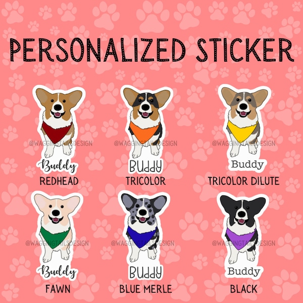 Personalized Corgi Sticker // Custom // Gift for Dog Lover