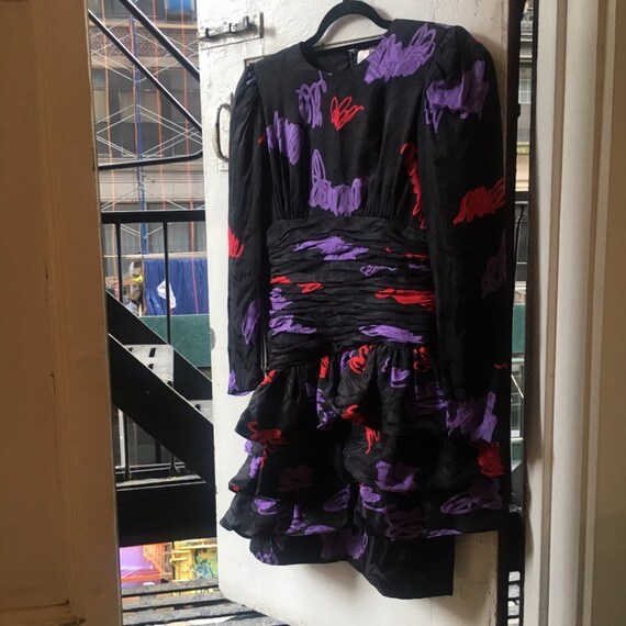 Sexy, fitted, vintage, 1980's, floral, mini, with