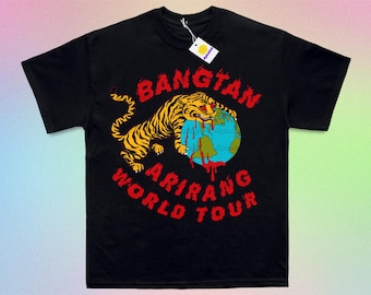 Bangtan Arirang World Tour Shirt (Color Version); bangtan rock shirt; bangtan tiger shirt; bangtan men's shirt; bangtan concert outfit