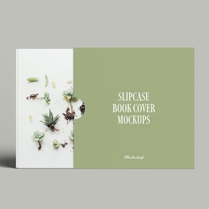 Mockups de portadas de libros tipo estuche