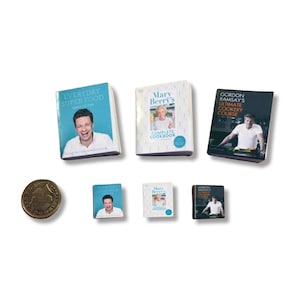 3er Set Puppenhaus Miniatur Kochbücher | Gordon Ramsey Jamie Oliver Mary Berry | 1/4, 1/6 oder 1/12 | Puppenhaus Zubehör |