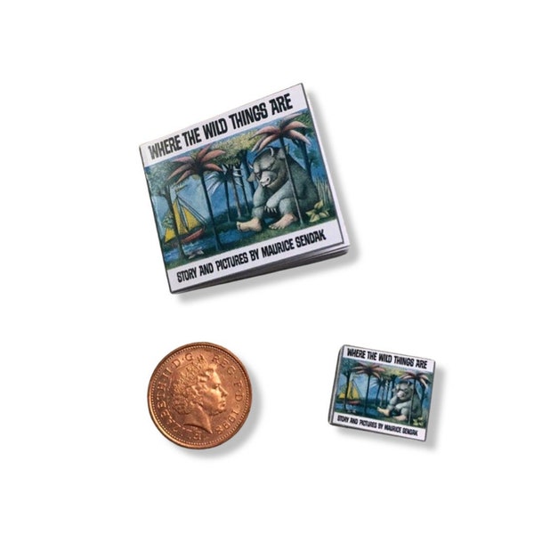 Miniature Books | Where The Wild Things Are | Childrens Story Book | Contains Real Text & Pictures | 1/4, 1/6 or 1/12 Scale | Diorama