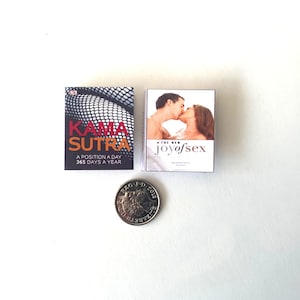Miniature Set of 2 Adult Books | Real Text & Pictures | 1/4, 1/6 or 1/12 Scale | Mini Funny Gift Book | Dolls House Miniatures
