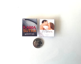 Miniature Set of 2 Adult Books | Real Text & Pictures | 1/4, 1/6 or 1/12 Scale | Mini Funny Gift Book | Dolls House Miniatures