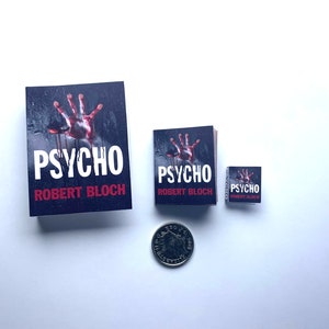 Miniature Psycho Book | Real Text & Pictures | 1/4, 1/6 or 1/12 Scale | Mini Horror Book | Dolls House Miniatures