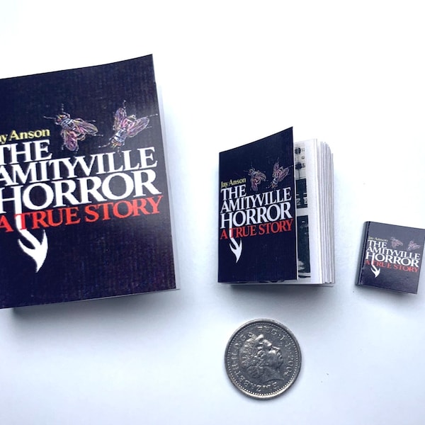 Miniature Book of The Amityville Horror. | Real Text & Pictures | 1/4, 1/6 or 1/12 Scale | Diorama | Dolls House Miniatures Halloween