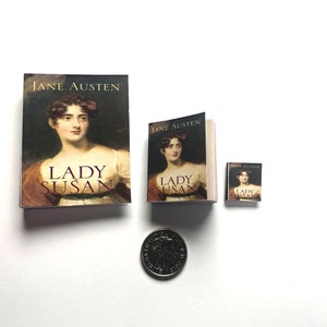Miniature Books | Lady Susan | Contains Real Text | 1/4, 1/6 or 1/12 Scale | Diorama | Dollhouse Miniature Book