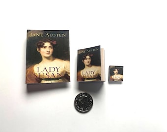 Miniature Books | Lady Susan | Contains Real Text | 1/4, 1/6 or 1/12 Scale | Diorama | Dollhouse Miniature Book