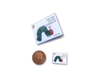 Miniature Books | The Hungry Caterpillar | Contains Real Text | 1/4, 1/6 or 1/12 Scale | Diorama | Dollhouse Miniature Fairy Tales Book