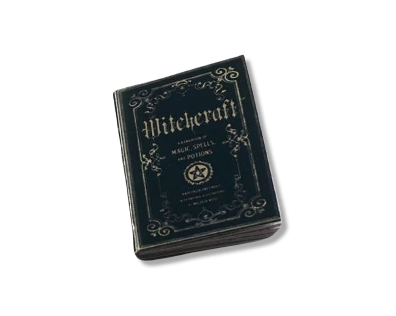 Miniature witch book, 1:6 scale open old pages magic spell book leather  cover.