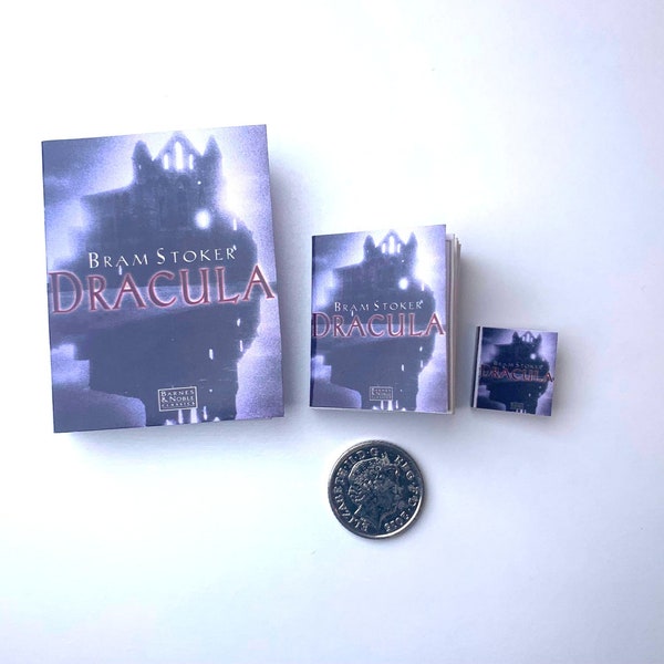 Miniature Book of Bram Stoker Dracula | Real Text & Pictures | 1/4, 1/6 or 1/12 Scale | Mini Gothic Book | Dolls House Miniatures