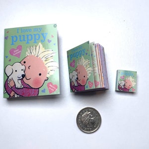 Miniature Books | I Love My Puppy | Contains Real Text | 1/4, 1/6 or 1/12 Scale | Diorama | Dollhouse Miniature Fairy Tales Book