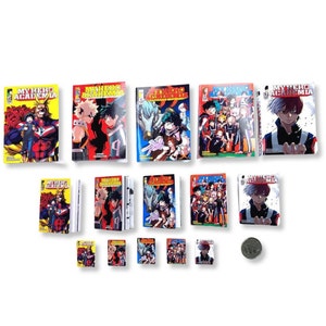 Miniature Manga Books | Set of 5 | 1/4 1/6 and 1/12 Scale | Real Text | Dolls House Miniatures | Diorama | Miniature Manga books