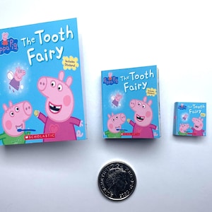 Miniatuur boeken | De Tandenfee Peppa Pig | Bevat echte tekst | Schaal 1/4, 1/6 of 1/12 schaal | Diorama | Poppenhuis Miniatuur Boek