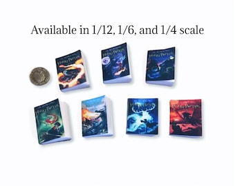 Juego de libros completo en miniatura / Los 7 libros / 1/2 1/4 Escala 1/6 / Extracto real / Accesorios de la casa de muñecas / Diorama / Muebles de la casa de muñecas