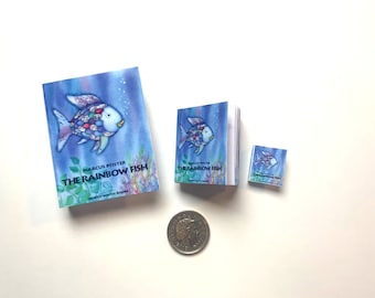 Miniature Books | The Rainbow Fish | Contains Real Text | 1/4, 1/6 or 1/12 Scale | Diorama | Dollhouse Book